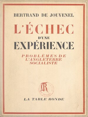 cover image of L'échec d'une expérience